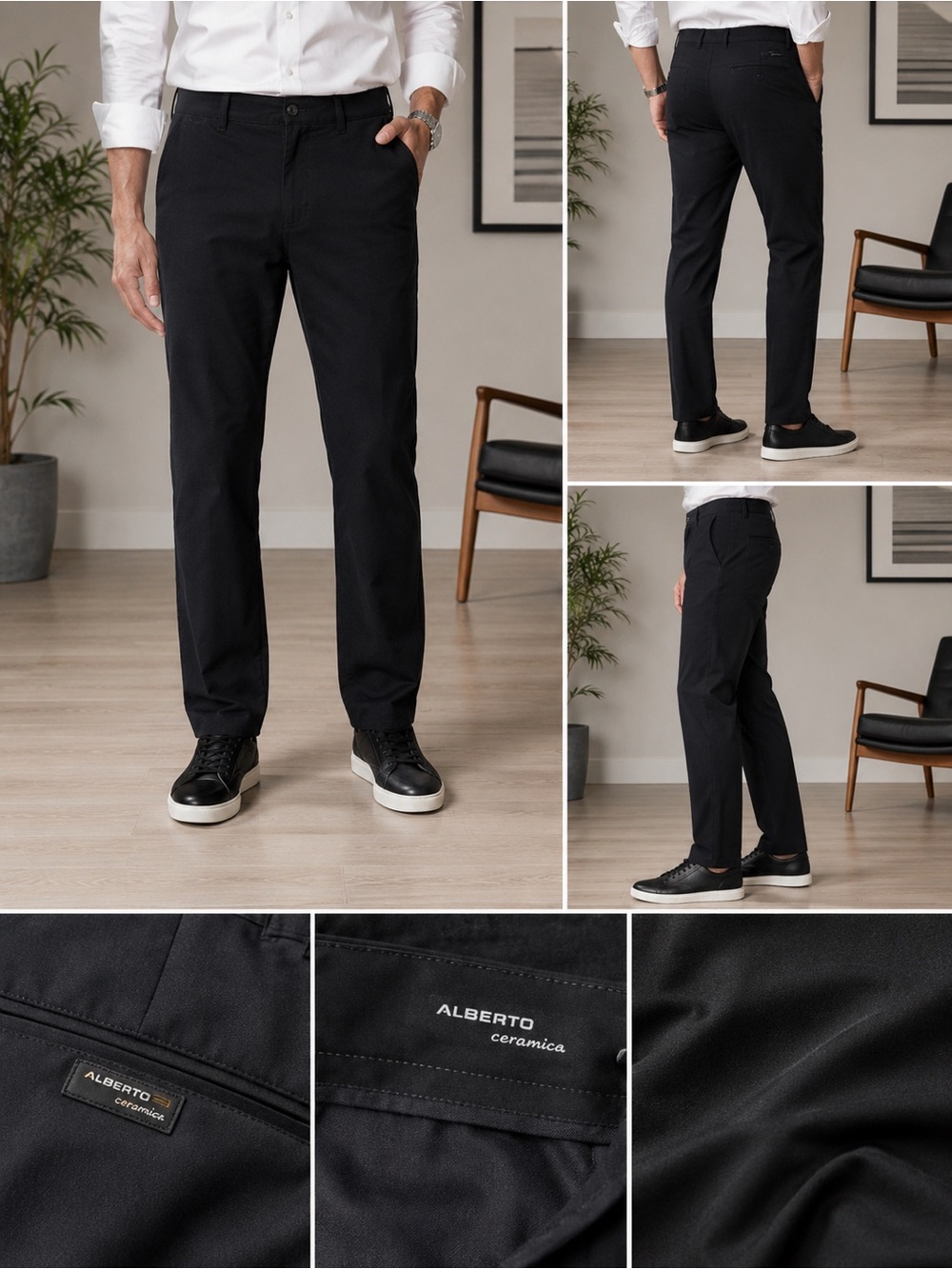 Alberto Ceramica Tom Black Comfort Fit Dress Pants 38x31
